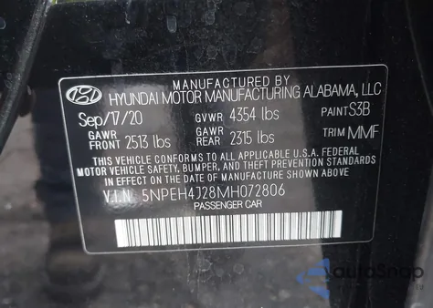 2021 Hyundai Sonata Limited из США, поврежденный, VIN 5NPEH4J28MH072806